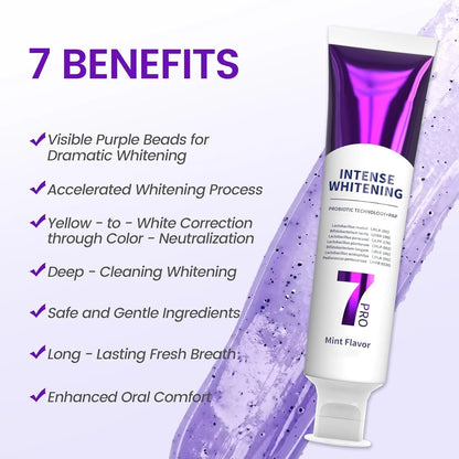 New 7-Pro Intensive Toothpaste features upgraded purple probiotic formula for deep enamel repair and long-lasting freshness